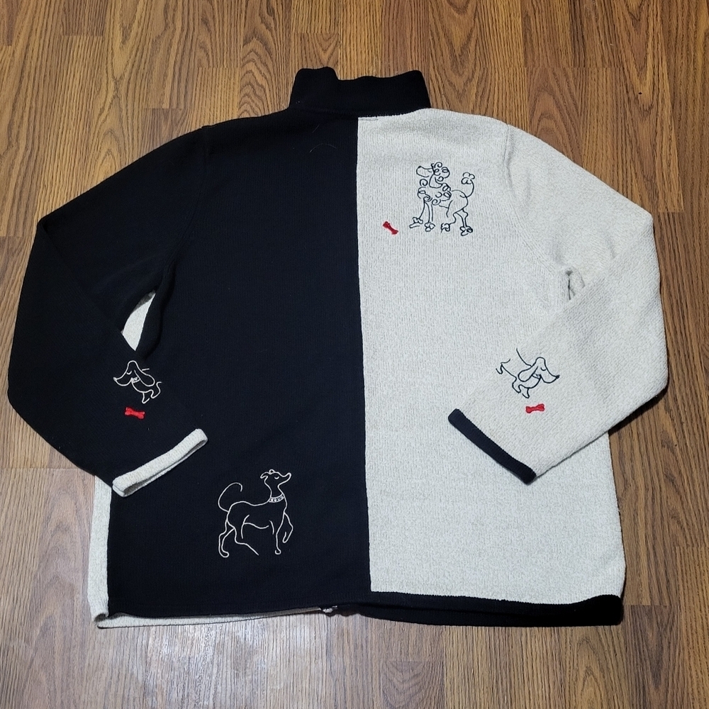 TanJay Vintage Dog Embroidered Knit Full Zip Cardigan Jacket Women’s Large C50 - Picture 10 of 10